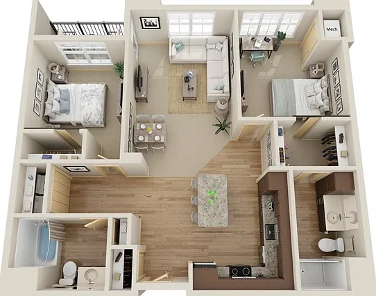 Floor Plan D2 | The Junction | Apartments in Menomonee Falls, WI Floor Plan D2 | The Junction | Apartments in Menomonee Falls, WI