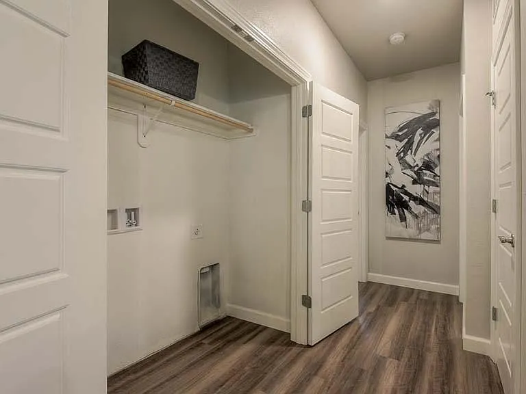 The Cardiff, Torrance and Pismo Hall Laundry Closet- Holds Standard Size Washer and Dryer