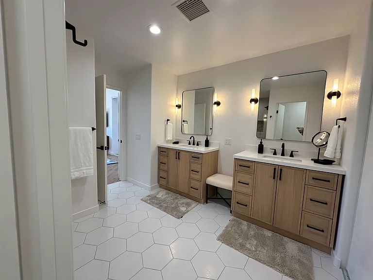 Primary bathroom with double sinks