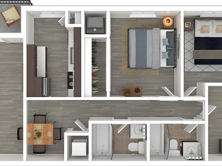 Terrace View 3x3 Apartment 3D Terrace View 3x3 Apartment 3D