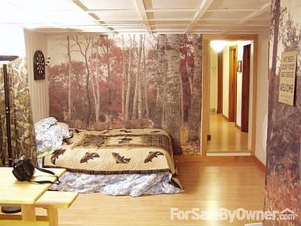 Deer mural on wall and new flooring throughout