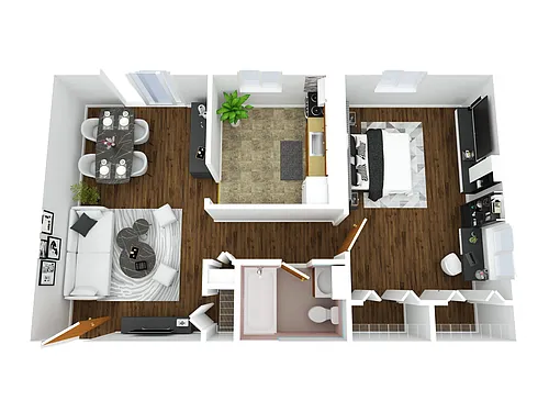 Floor plan Garret Plaza - 1 BR - 1 BTH