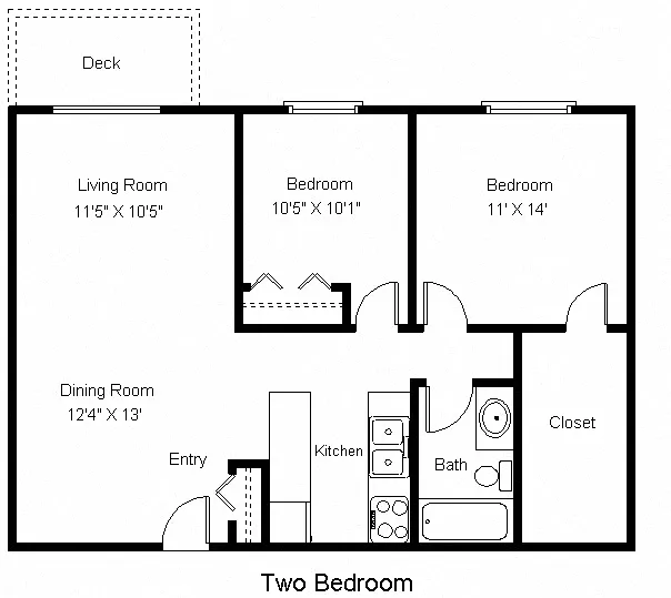 Floor plan Two Bedroom A - By The Lake
