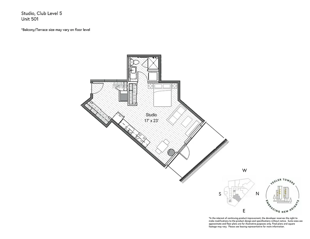 Floor plan Studio 1 Bathroom