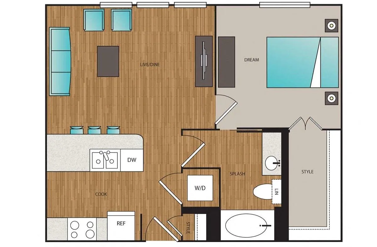 Floor plan Phase I 1x1 D