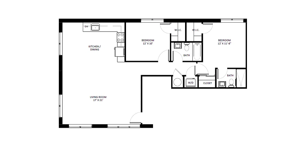 Floor plan 2 bedroom 1 bath