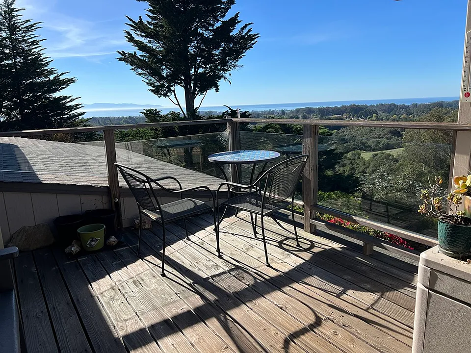 Ocean, bay and Monterey view from private deck.