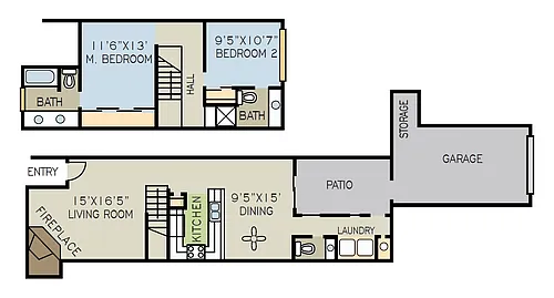 Floor plan 2 BEDROOM TOWNHOUSE B