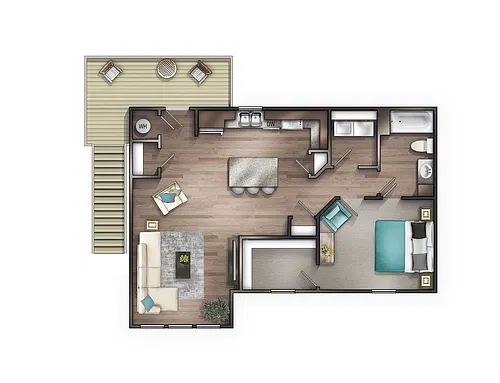 Floor plan 1 Bedroom Carriage House