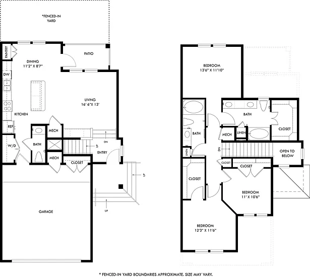 Floor plan Wings with Garage and Fenced-In Yard