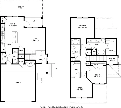 Floor plan Wings with Garage and Fenced-In Yard