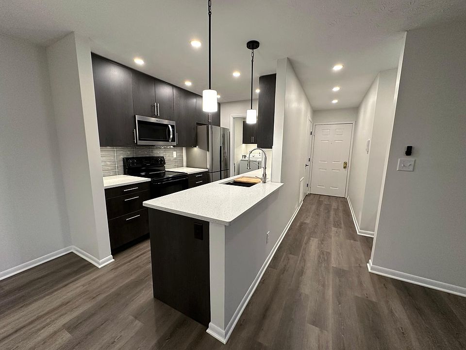 Kitchen looking towards entry door