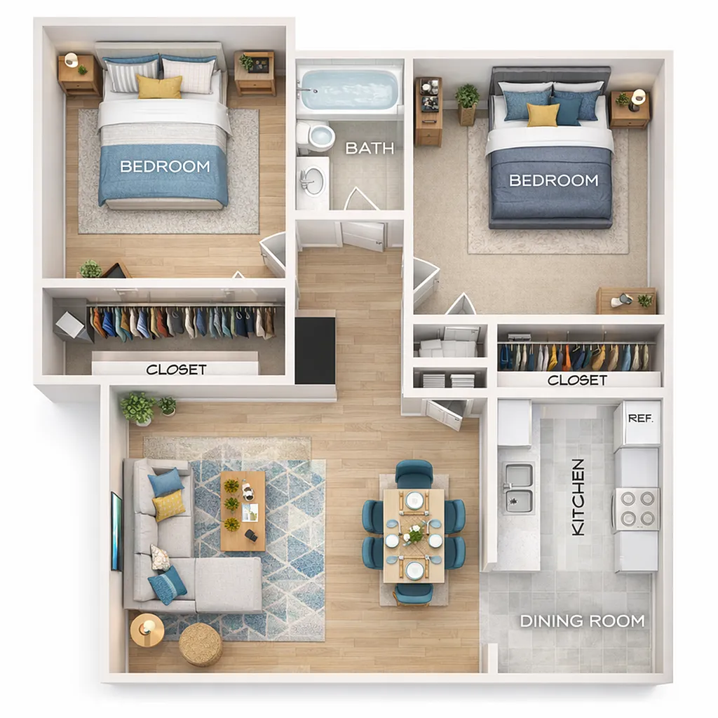 Floor Plan 2BD Floor Plan 2BD - 4316 Baldwin Avenue