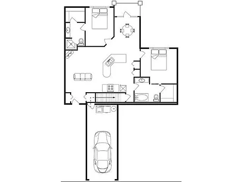 Floor plan 2 Bed, 2 Bath