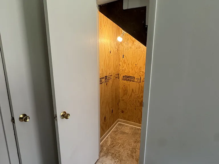Ample storage closet in laundry room