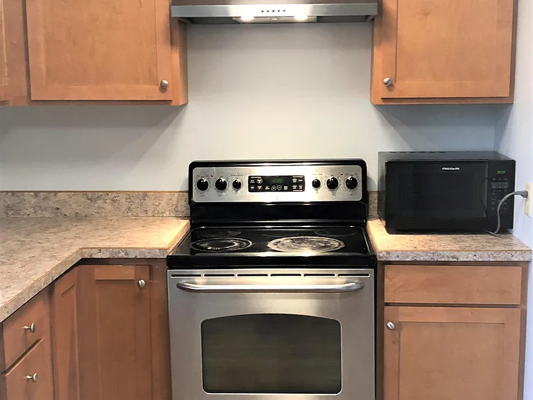Self-cleaning oven with range