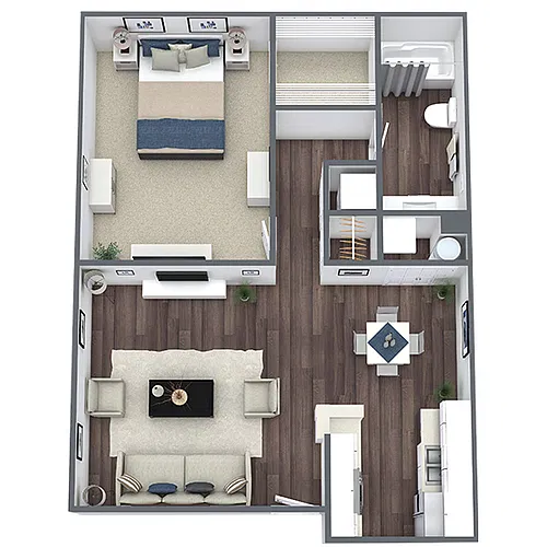 Floor plan A2: 1 Bed 1 Bath