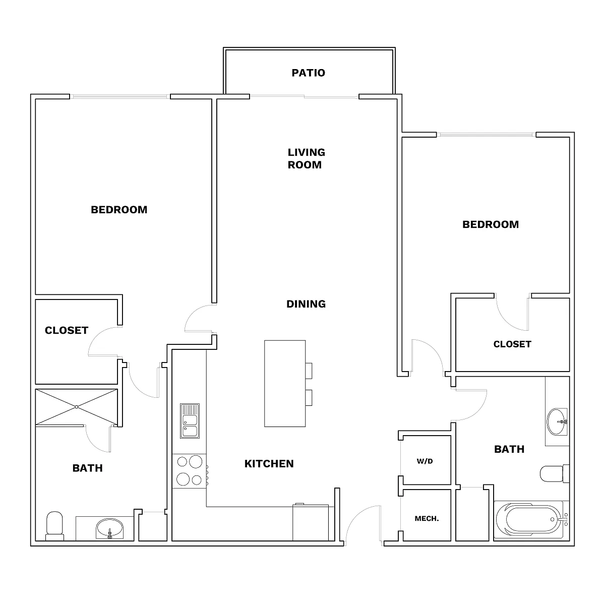 Floor plan 2x2 - 1082 sqft