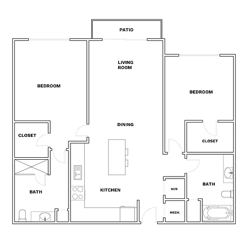 Floor plan 2x2 - 1082 sqft