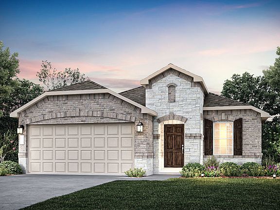 The Hewitt, a one-story home with 2-car garage, shown with Home Exterior S