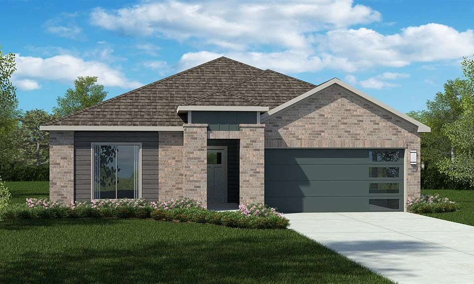 Front Elevation-D.R. Horton''s Kingbird elevation-T -All Home and community information, including pricing, included features, terms, availability and amenities, are subject to change at any time without notice or obligation. All Drawings, pictures, photographs, video, square footages, floor plans, elevations, features, colors and sizes are approximate for illustration purposes only and will vary from the homes as built.