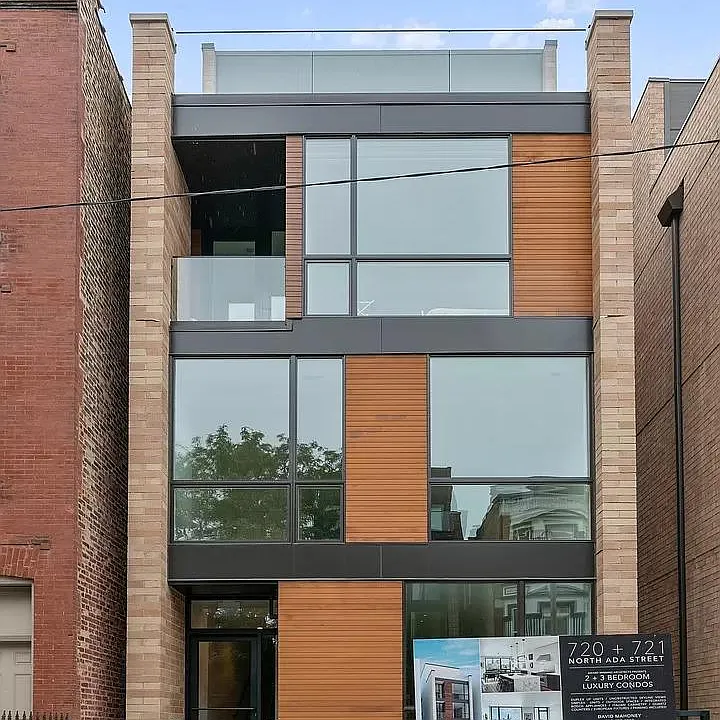 Unit 2 is the middle unit with the most floor to ceiling glass