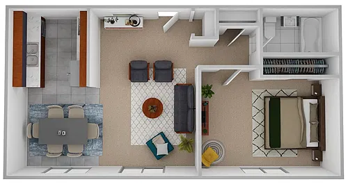 Floor plan 1 Bedroom, Type C, Income Restrictions