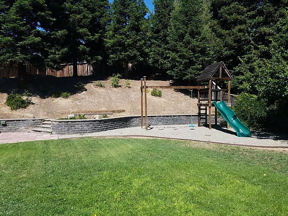Deck, play area, fruit trees