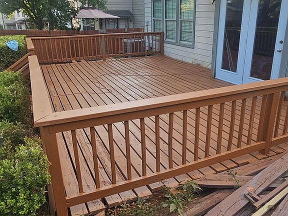 Deck in backyard