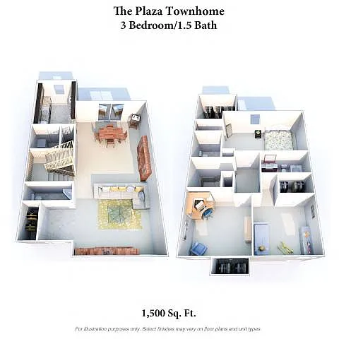 Floor plan The Plaza: 3 Bed, 2.5 Bath Townhome
