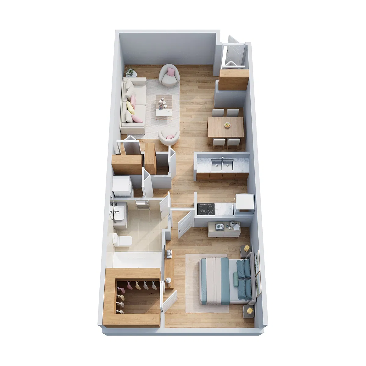 Floor plan 1 Bed | 1 Bath Townhome