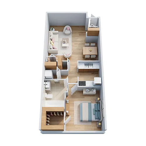 Floor plan 1 Bed | 1 Bath Townhome