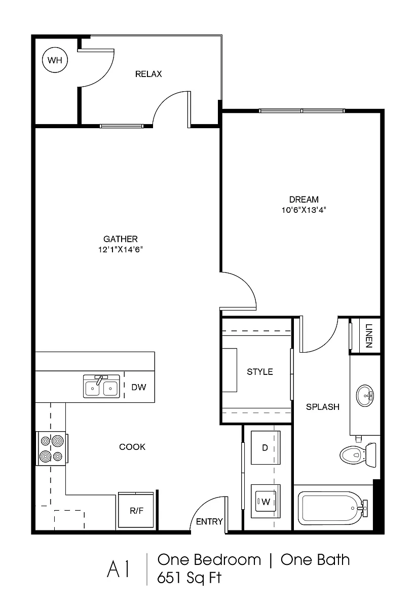 Floor plan One Bedroom, One Bathroom