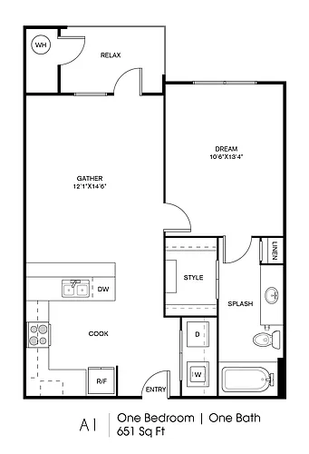 Floor plan One Bedroom, One Bathroom