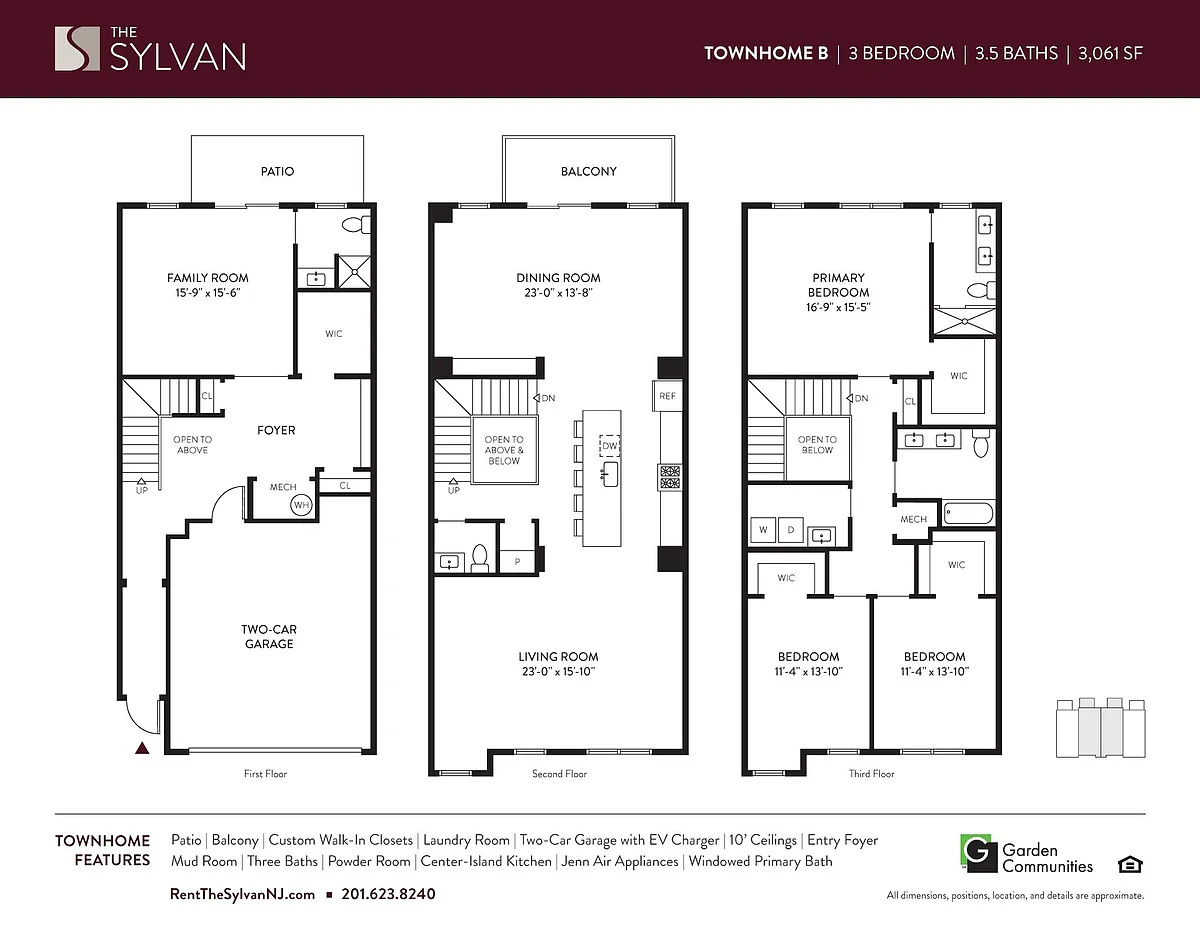 Floor plan Townhome B | 3BR | 3.5 Baths
