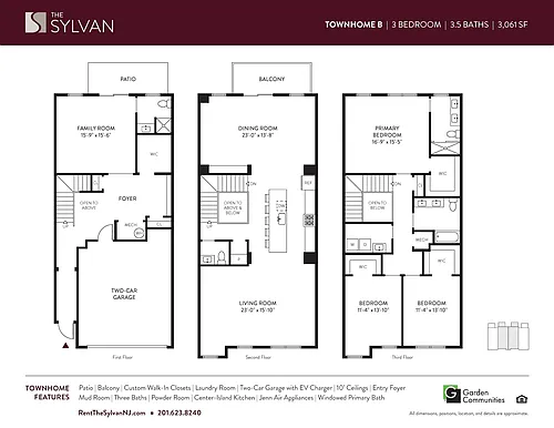Floor plan Townhome B | 3BR | 3.5 Baths