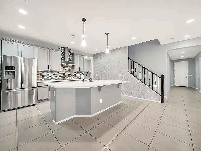 Open floor plan with kitchen and living room