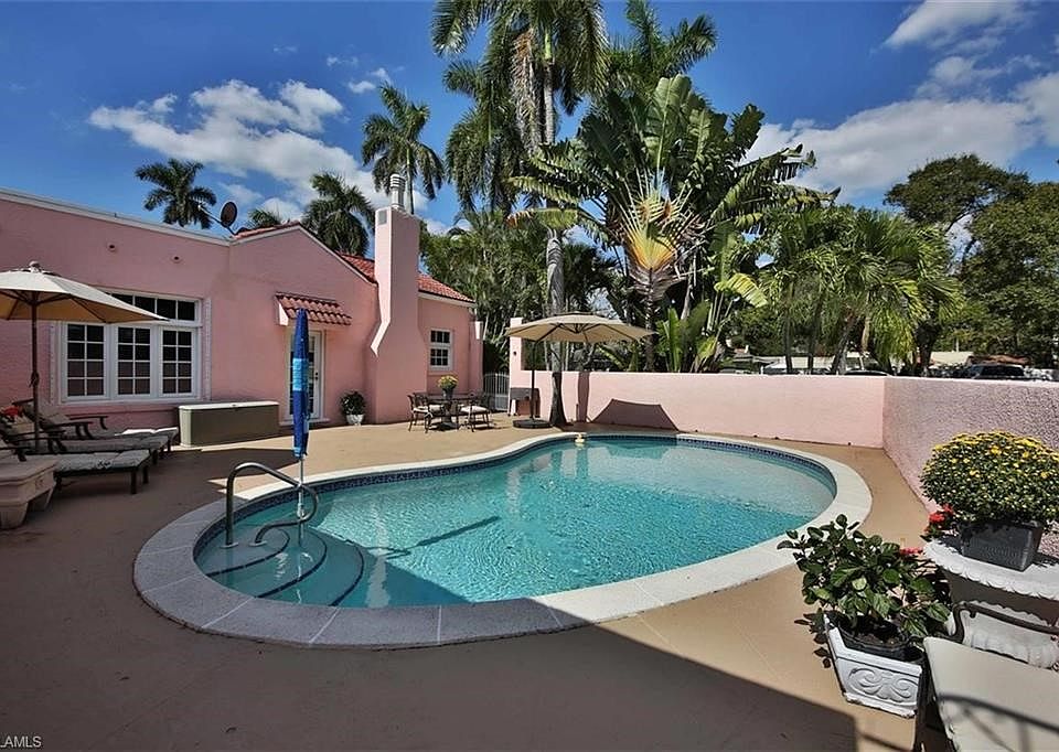 Courtyard pool with expansive patio