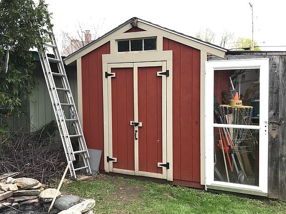Shed, fire pit, green house