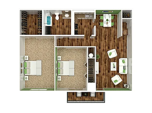 Floor plan 2 Bedroom 1 Bath