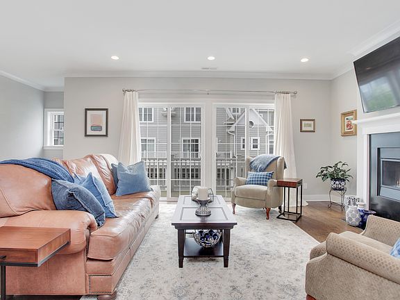 Furnished living area with sliding doors to deck