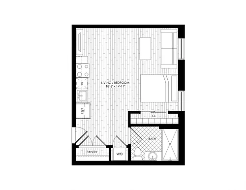Floor plan Studio | 1 Bath