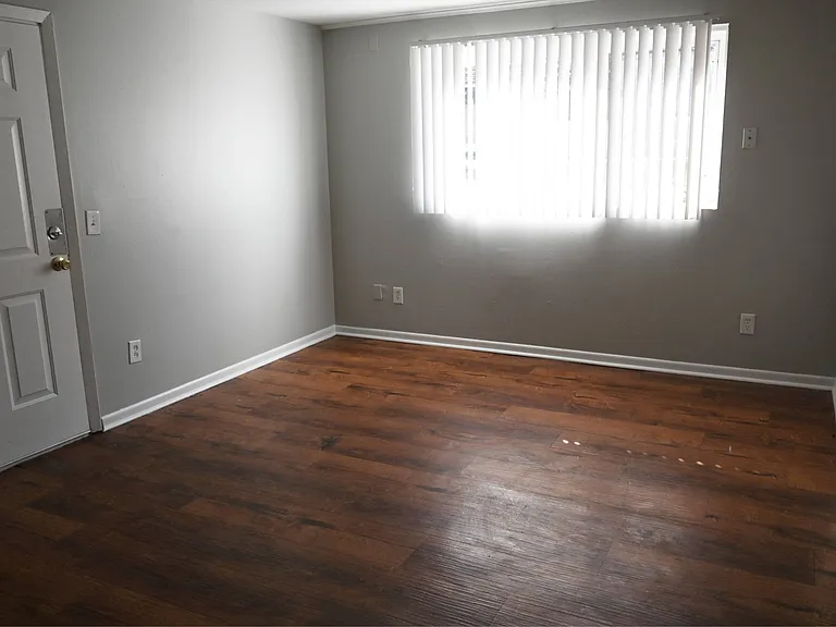 Wood flooring in a living room.