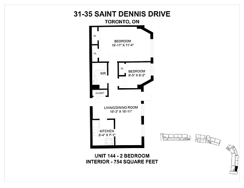 Floor plan 2 Bedroom 2 Bed 1 Bath 6