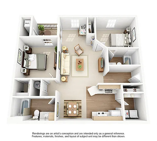 Floor plan 2x2 Renovated