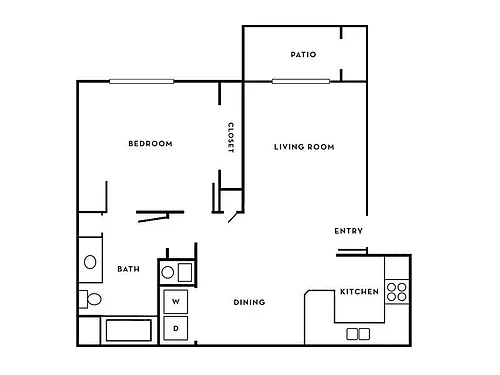 Floor plan 1 Bedroom Renovated