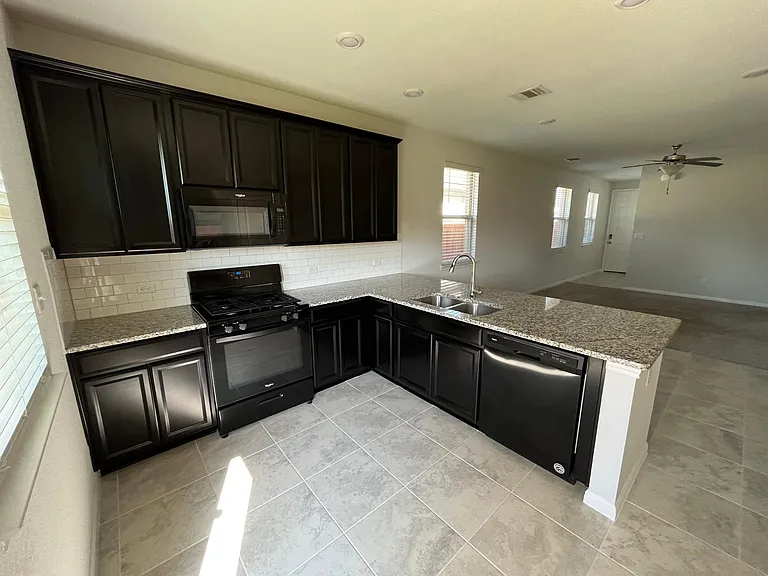 Kitchen & living room.