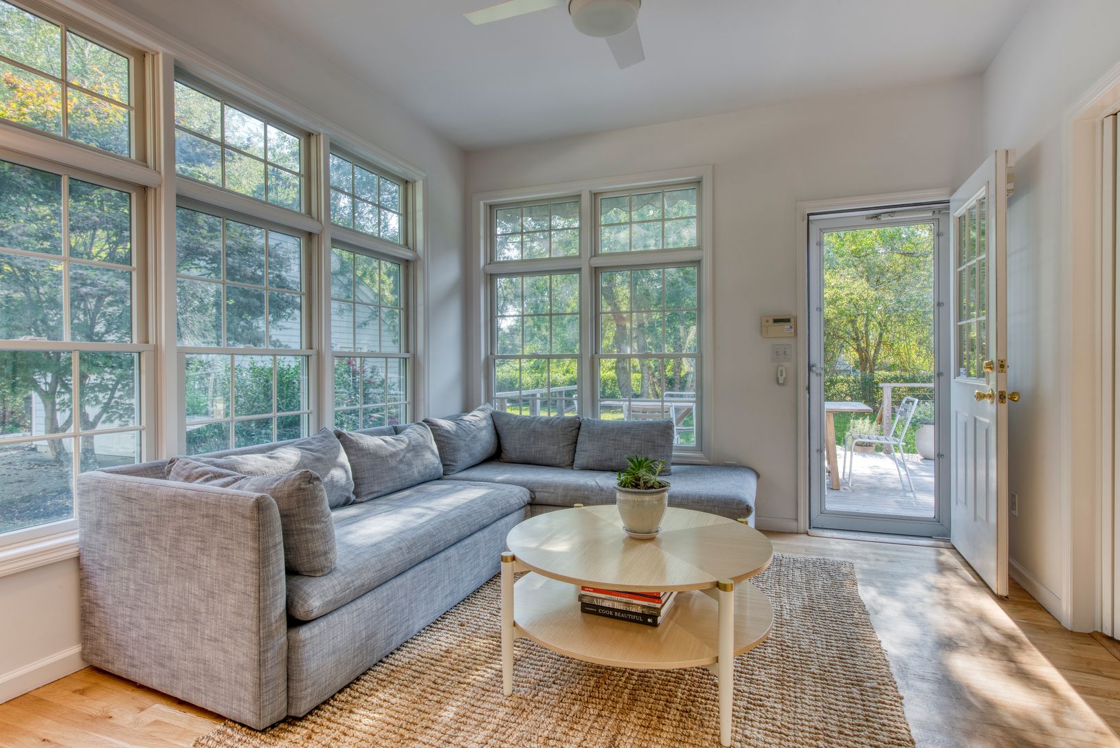  family room to back deck and yard.