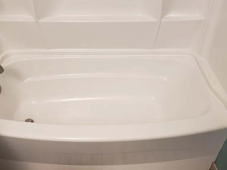 Relax in the soaker tub, plenty of shelves for your glass of wine :)