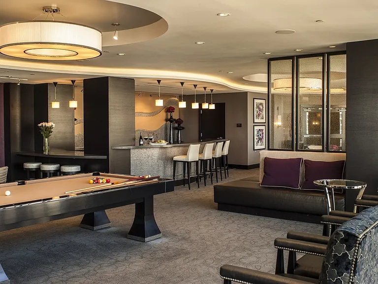 Rooftop Club Room With Billiards, Bar Area, TV and More
